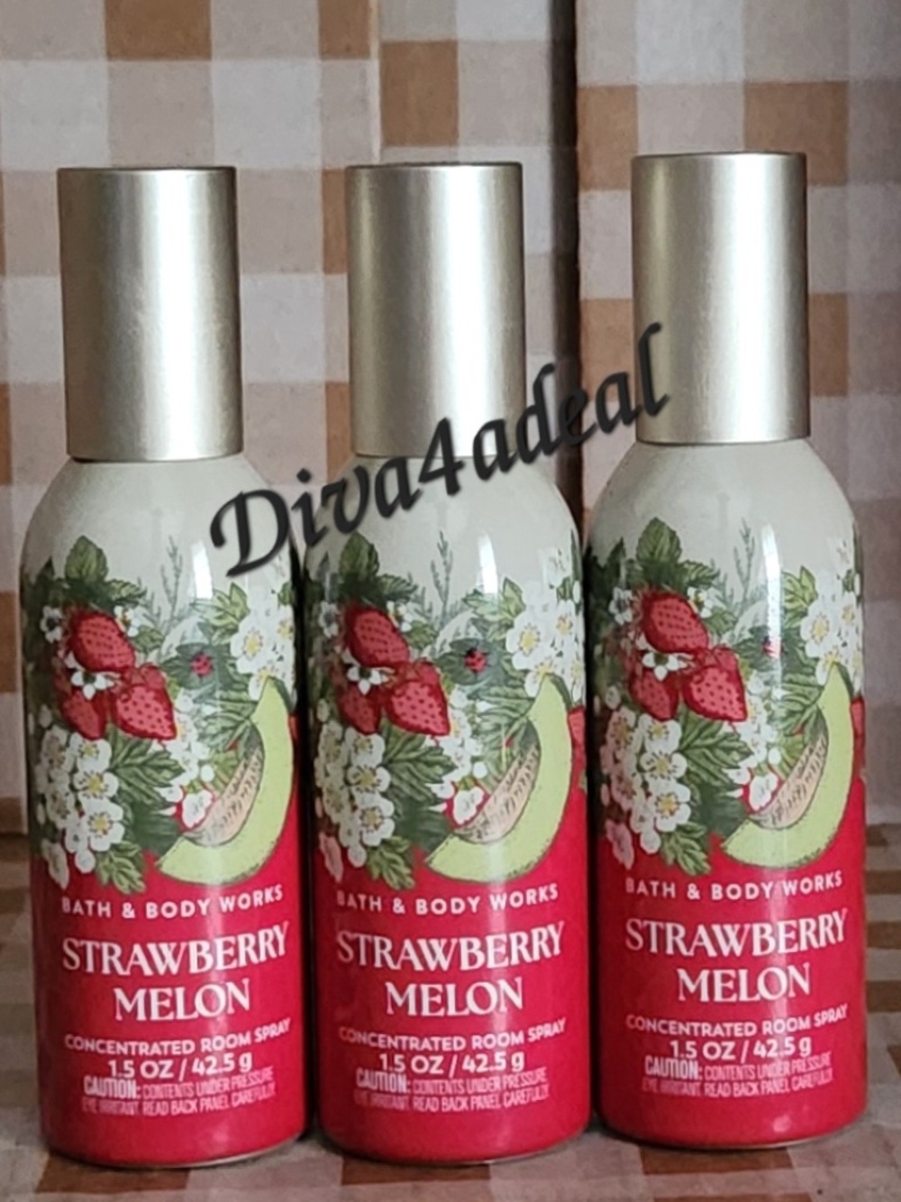 3X Bath & Body Works STRAWBERRY MELON Concentrated Room Spray Bundle